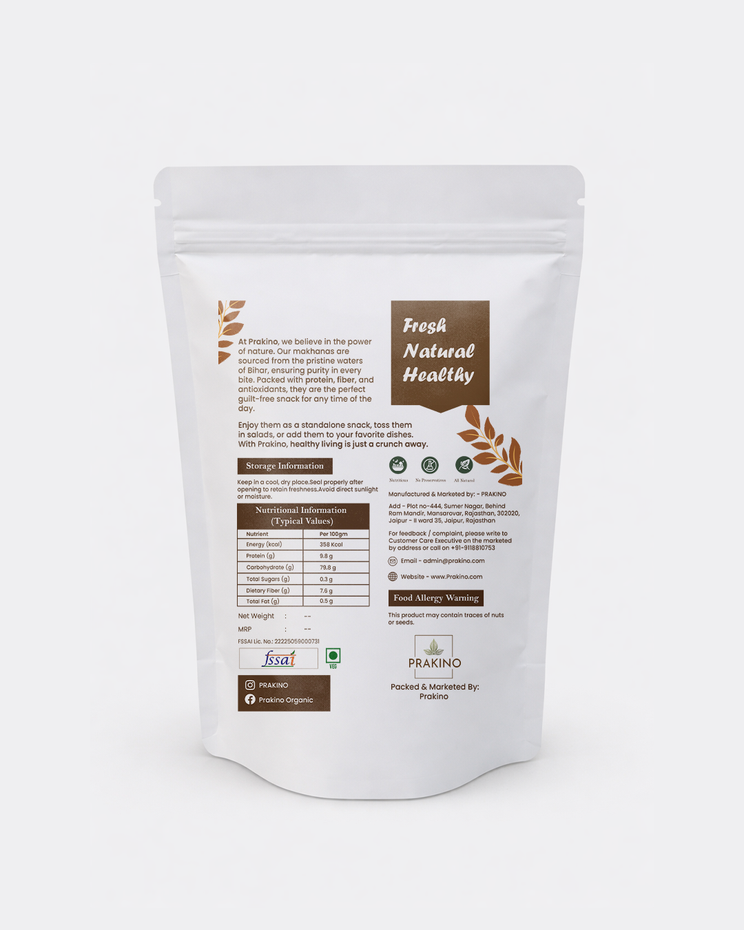 Prakino Premium Raw Makhana (100g)